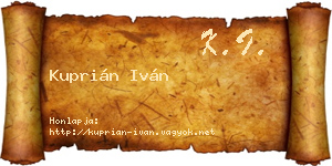 Kuprián Iván névjegykártya
