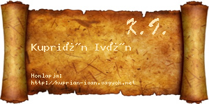 Kuprián Iván névjegykártya
